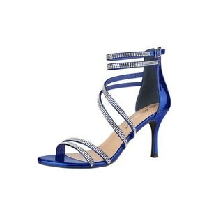 Allegra K Blue Strappy Heels with Rhinestones